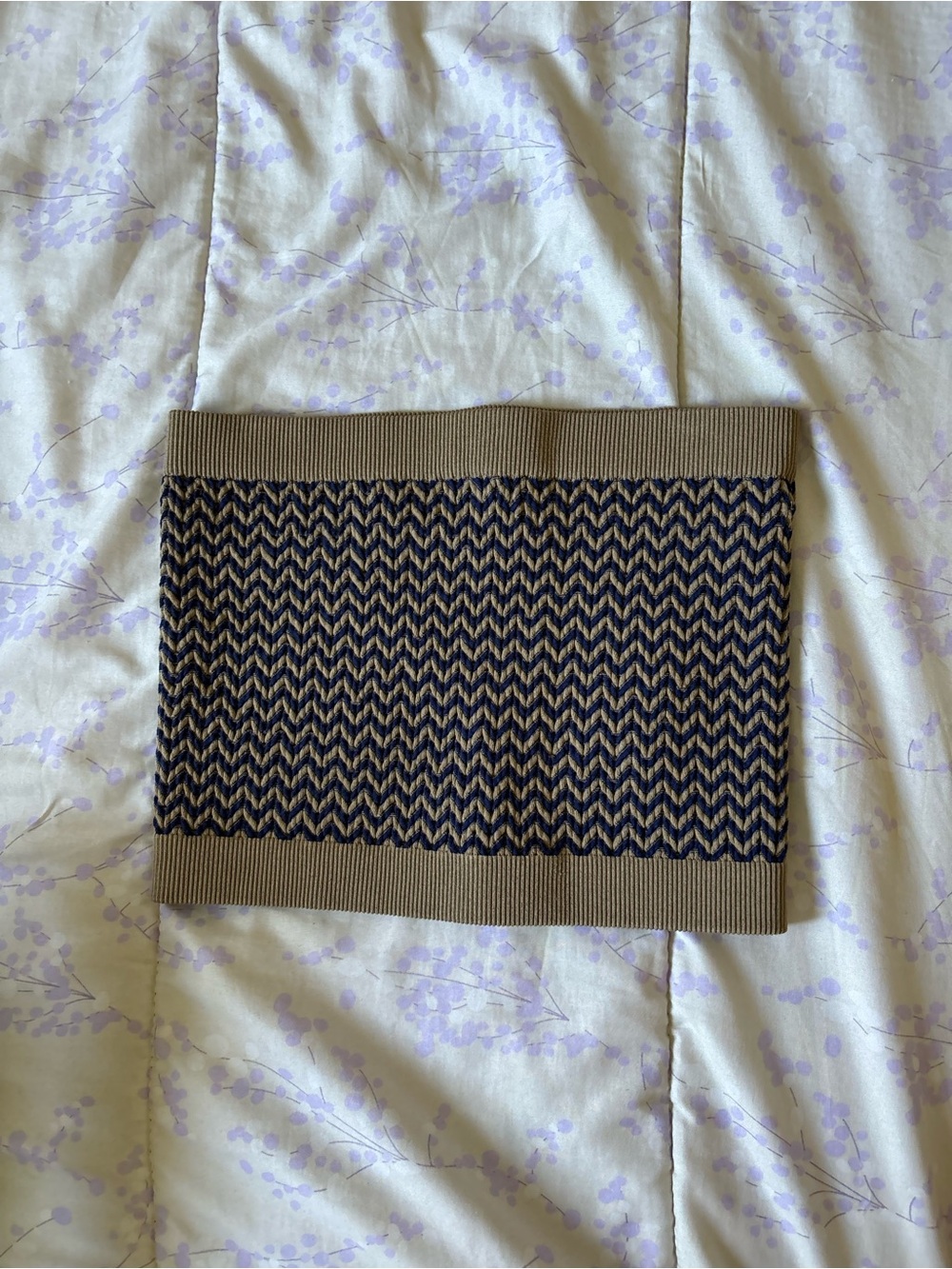 twik Navy and Tan Zigzag Knit Tube Top
